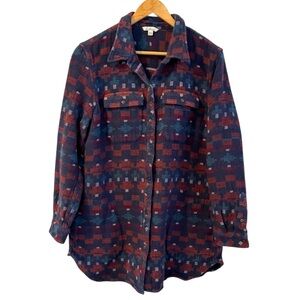 LL Bean Signature Aztec Print Chamois Shirt Shacket Size XL